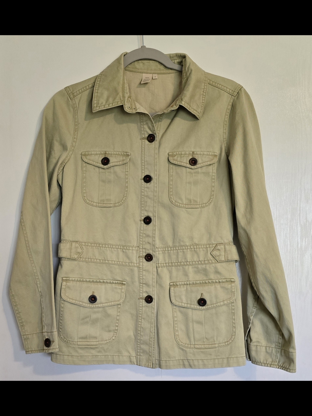 Territory Ahead Women’s Safari Utility Jacket Size 4 Beige Cotton Button Front